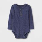 Baby Boys' Henley Thermal Long Sleeve Bodysuit - Cat & Jack Navy Newborn, Blue