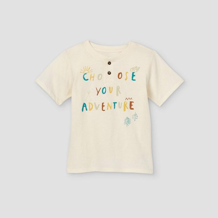 Toddler Boys' 'choose Your Adventure' Short Sleeve Henley Shirt - Art Class Cream