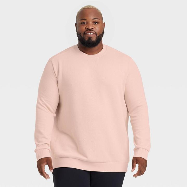 Men's Big & Tall Crewneck Fleece Sweater - All In Motion Peach