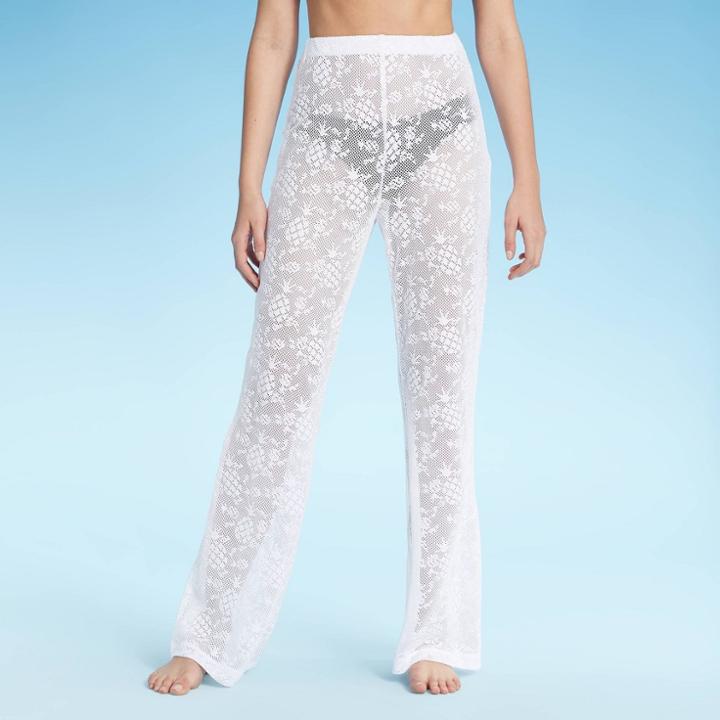 Women's Crochet Cover Up Pants - Shade & Shore White S, Women's,