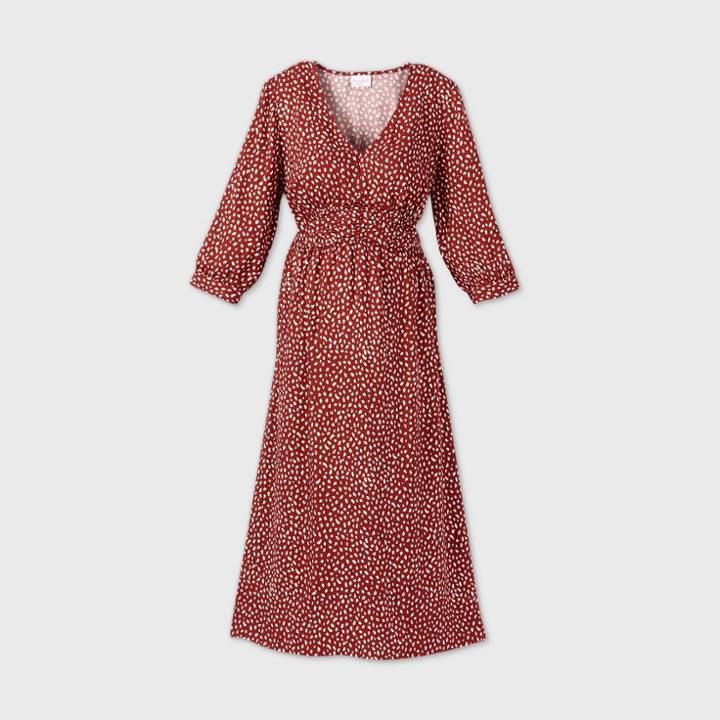 Animal Print 3/4 Sleeve Wear To Work Maternity Dress - Isabel Maternity By Ingrid & Isabel Red