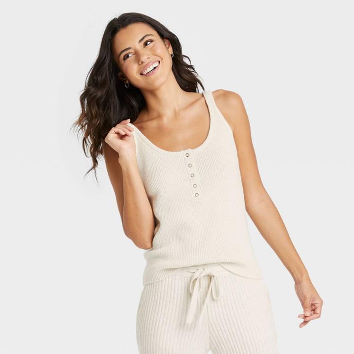 Women's U-neck Sweater Tank - Universal Thread Cream