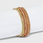 Multi-strand Rhinestone Stretch Bracelet Set 7pc - A New Day Peach, Pink