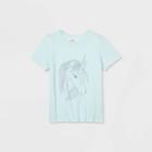 Kids' Adaptive Short Sleeve 'unicorn' Graphic T-shirt - Cat & Jack Turquoise