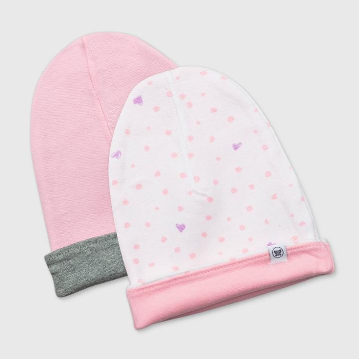 Honest Baby Baby Girls' 2pk Organic Cotton Love Dot Reversible Hat -