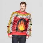 Mad Engine Men's Big & Tall Fire Felt Applique Long Sleeve Sweatshirt - Red