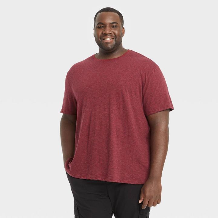 Men's Tall Pinstripe Standard Fit Short Sleeve Crew Neck Shirt - Goodfellow & Co Red