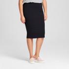 Women's Plus Size Knit Midi Skirt - Ava & Viv Black