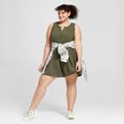 Women's Plus Size Knit Tank Dress - Universal Thread Olive (green)