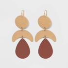 Circle, Moon And Matte Spray Teardrop Drop Earrings - Universal Thread Rust, Women's, Red