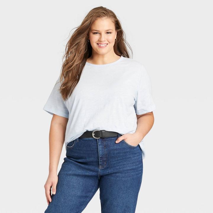 Women's Plus Size Short Sleeve Essential T-shirt - Ava & Viv Ballad Blue