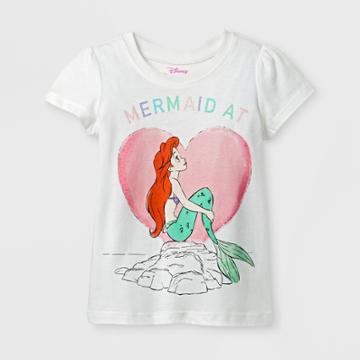 Happy Threads Toddler Girls' Ariel Short Sleeve T-shirt - Disney Princess White