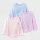 Toddler Girls' 3pk Solid Long Sleeve T-shirt - Cat & Jack Purple/pink/blue