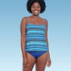 Women's Slimming Control Straight Neck Tankini Top - Dreamsuit By Miracle Brands Blue