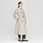 Women's Balloon Sleeve Collared Front Open Trench Coat - Prologue Taupe