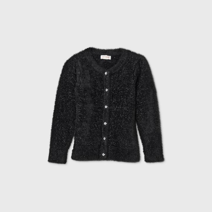 Toddler Girls' Textured Sparkle Cardigan - Cat & Jack Black