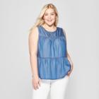 Women's Plus Size Tiered Denim Tank Top - Universal Thread Medium Wash
