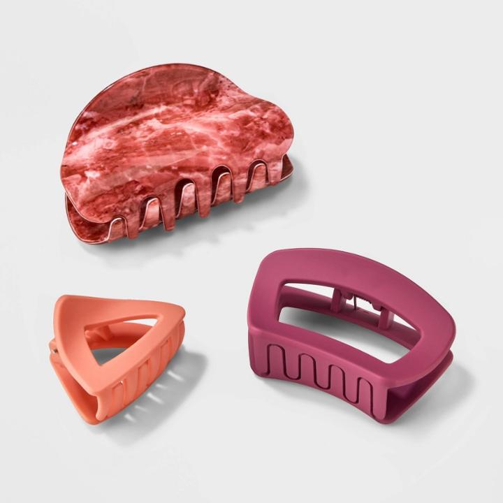 Claw Hair Clips 3pk - Universal Thread Pink