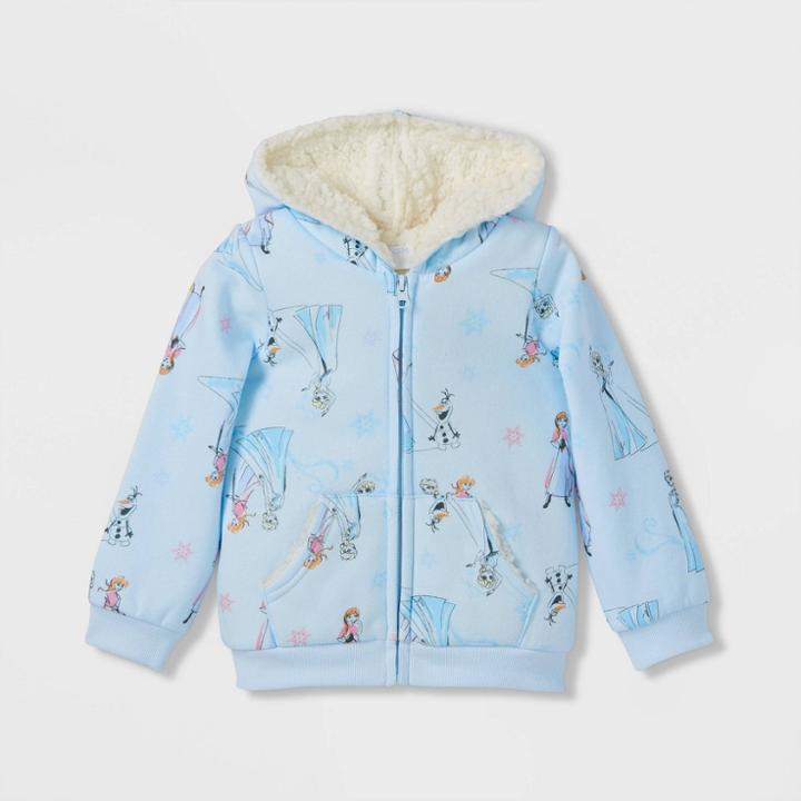Toddler Girls' Frozen Sherpa Hooded Zip-up Sweatshirt