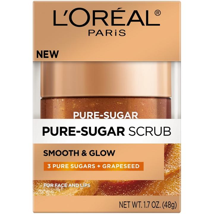 L'oreal Paris Pure-sugar Scrub - Smooth & Glow - 1.7oz, Detox & Brighten