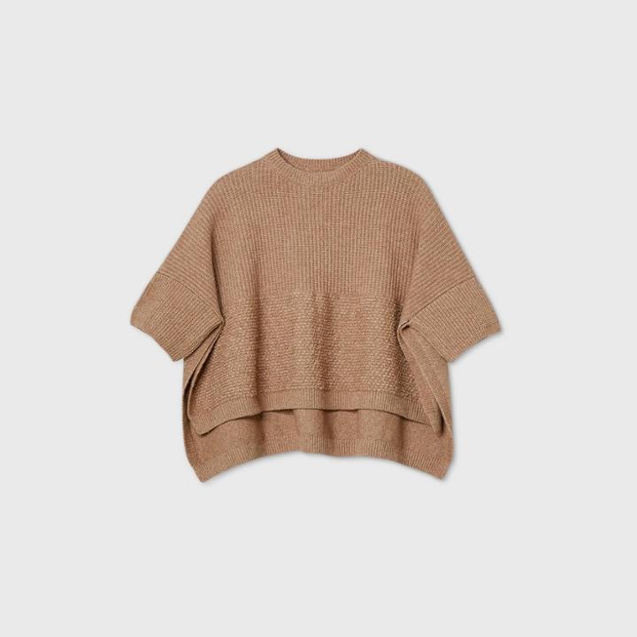 Women's Layered Knit Poncho - Universal Thread Rust