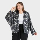 Women's Plus Size Floral Print Short Duster - A New Day One Size, Black/ivory