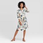 Women's Printed Long Sleeve Collared Shirtdress - A New Day Cream Xs, Women's, Ivory