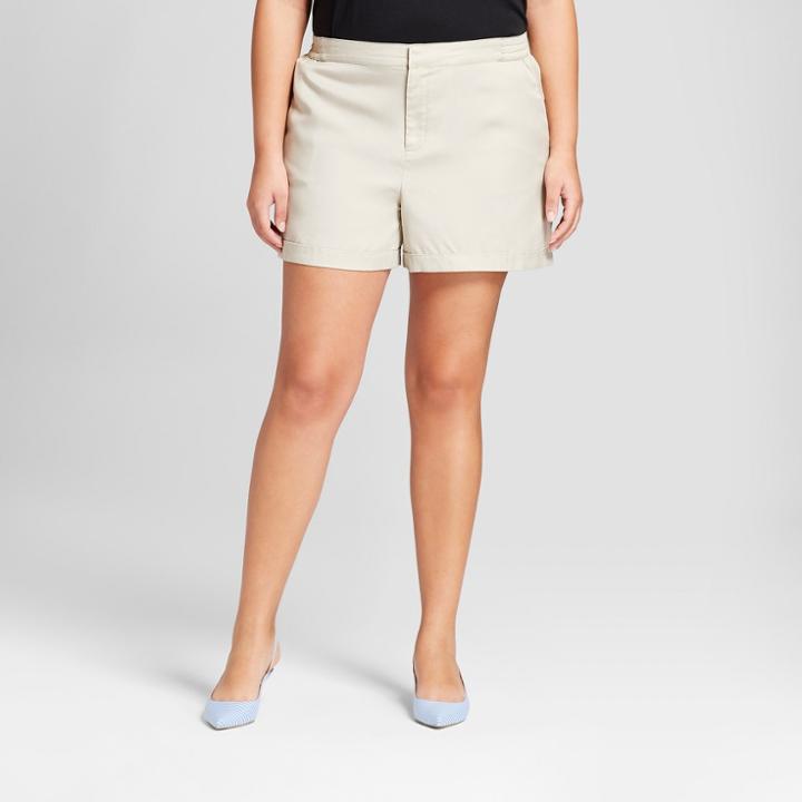 Target Women's Plus Size Easy Waist Twill Shorts - A New Day Beige X