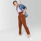 Women's High-rise Belted Corduroy Paperbag Pants - Wild Fable Bronze 4, Women's, Brown
