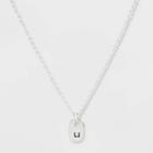 Initial U Tag Necklace - A New Day Silver, Women's