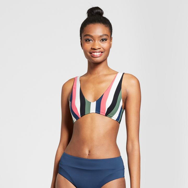 Sunn Lab Swim Women's Striped Bralette Bikini Top - Navy Smoke/moss/pearl