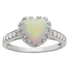 1 3/4 Tcw Tiara Heart-cut Opal Crown Ring In Sterling Silver - (6), Women's, White