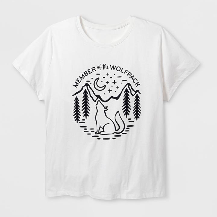 Target Women's Plus Size Short Sleeve 'wolfpack' Graphic T-shirt - Almond Cream