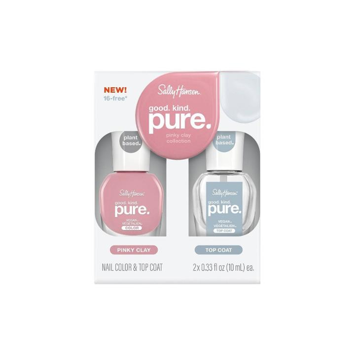 Sally Hansen Nail Polish Duo Good. Kind. Pure. Top Coat & Pinky Clay - 0.66 Fl Oz, Top Coat & Pinky Clay