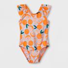 Toddler Girls' Flutter Sleeve One Piece Swimsuit - Cat & Jack Orange 2t, Girl's, Blue