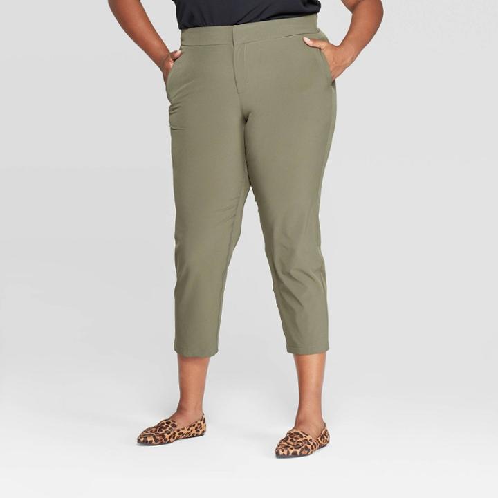 Women's Plus Size Casual Pants - Ava & Viv Olive (green)
