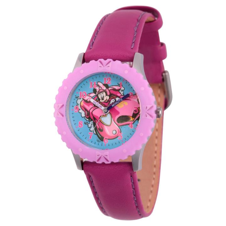 Girls' Disney Minnie Mouse Stainless Steel Time Teacher Watch - Purple, Girl's