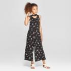 Girls' Floral Woven Jumpsuit - Art Class Black