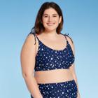 Women's Plus Size Bikini Top - Kona Sol Navy Dot Print
