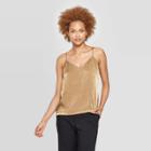 Women's Sleeveless V-neck Essential Woven Cami Tank Top - Prologue Brown