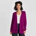 Women's Long Sleeve Open Layer Cardigan - A New Day Purple