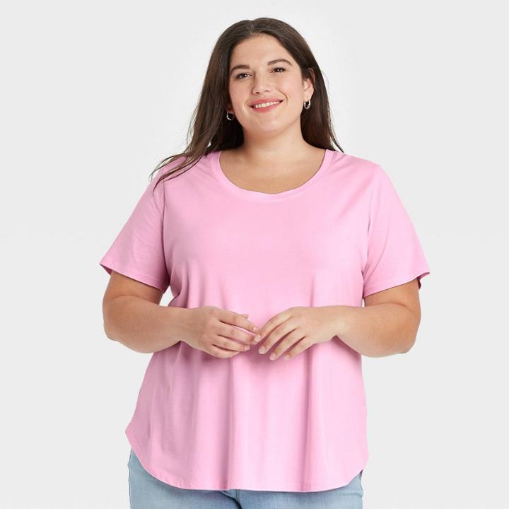 Women's Plus Size Essential Relaxed Scoop Neck T-shirt - Ava & Viv
