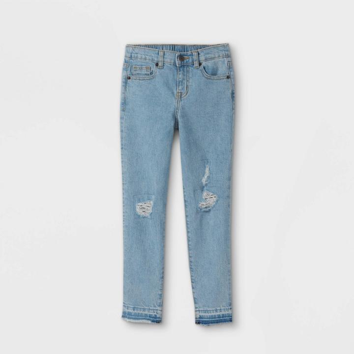 Girls' High-rise Ankle Straight Jeans - Cat & Jack Medium Wash