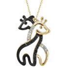 Target Women's Sterling Silver Accent Round-cut Black And White Diamond Prong Set Giraffe Pendant - Yellow