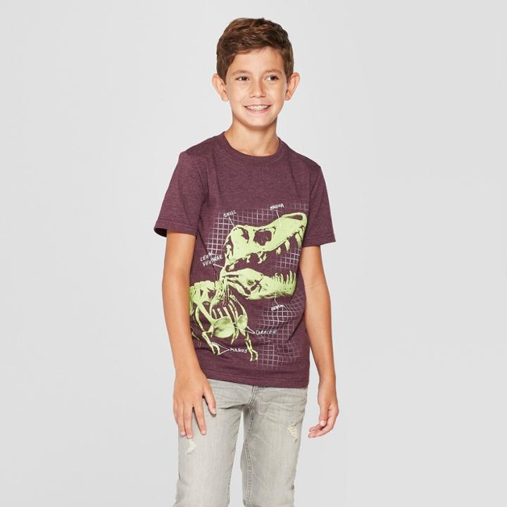 Boys' Dino Skeleton Long Sleeve Graphic T-shirt - Cat & Jack Purple Heather