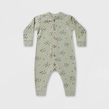 Q By Quincy Mae Baby Trees Fleece Jumpsuit - Sage Green