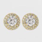 Gold Over Sterling Silver Halo Cubic Zirconia Stud Fine Jewelry Earrings - A New Day Gold/clear