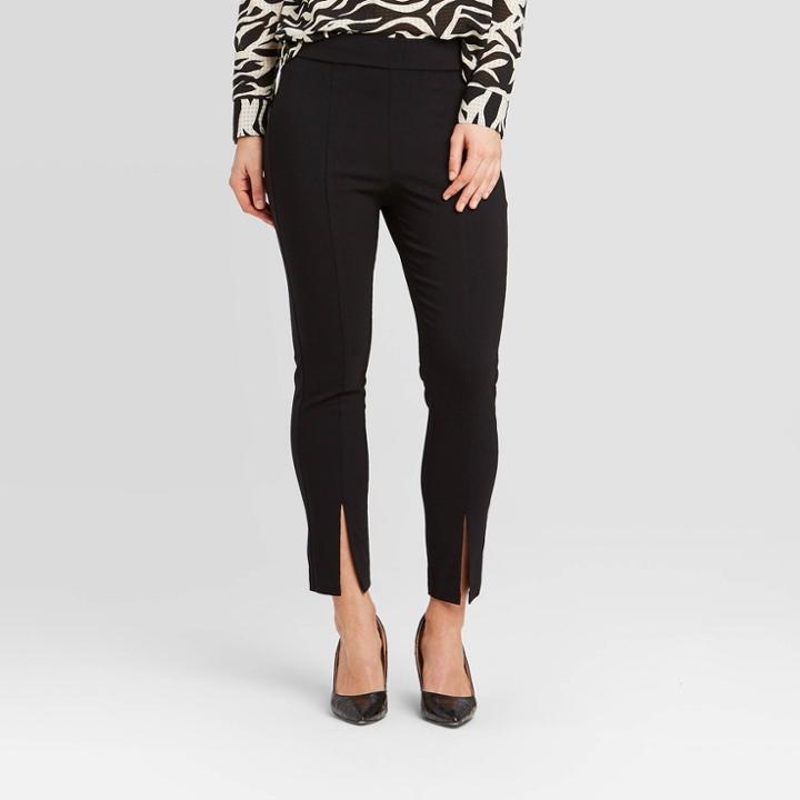 Women's Mid-rise Pull On Split Front Skinny Pants - Who What Wear Black