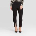 Women's Mid-rise Pull On Split Front Skinny Pants - Who What Wear Black