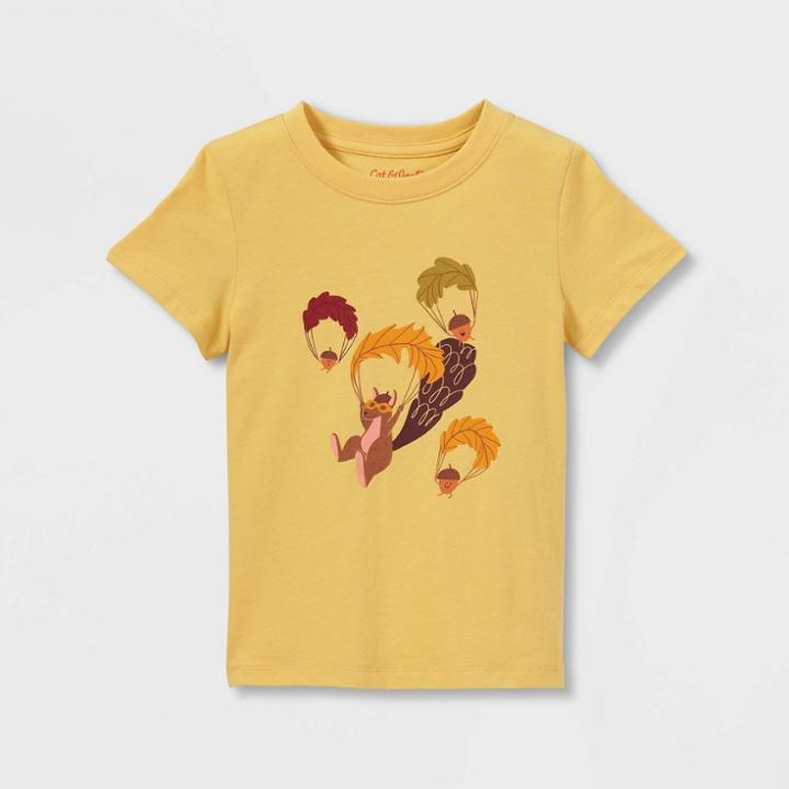 Toddler Boys' Squirrel Parachuting Short Sleeve Graphic T-shirt - Cat & Jack Yellow